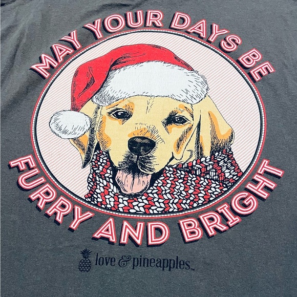 Love & Pineapples Tops - Christmas Love & Pineapples Holiday Shirt Dog Woman’s Medium Southern Top